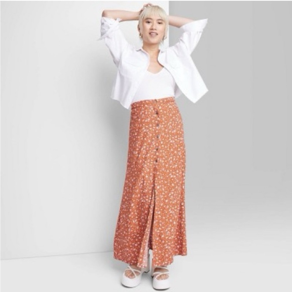 Wide Fable floral midi skirt